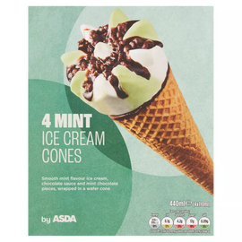 ASDA 4 Mint Ice Cream Cones - Image 1