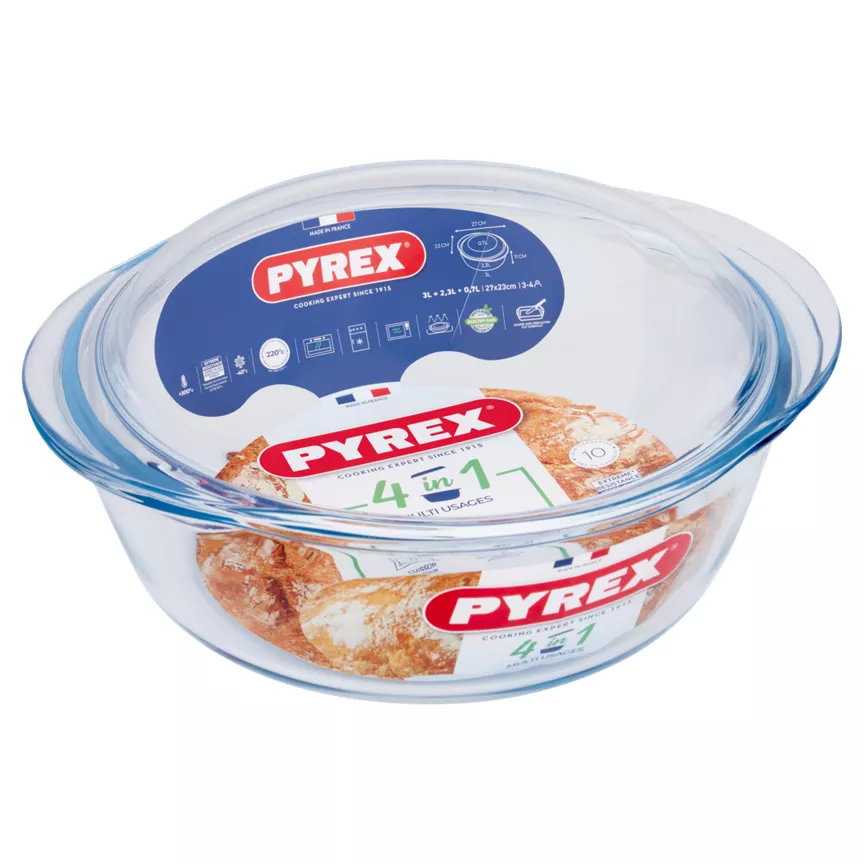 Pyrex 4 in 1 Glass Oven Dish with Lid 27 x 23cm