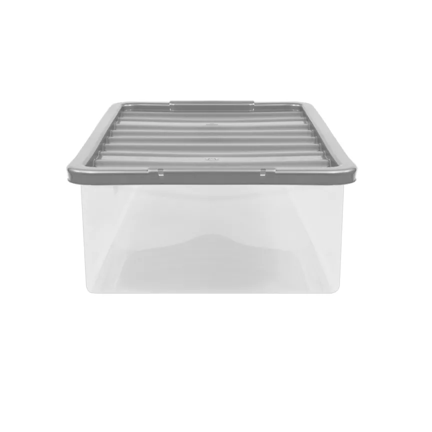 George Home Medium 12L Plastic Storage Box with Silver Lid