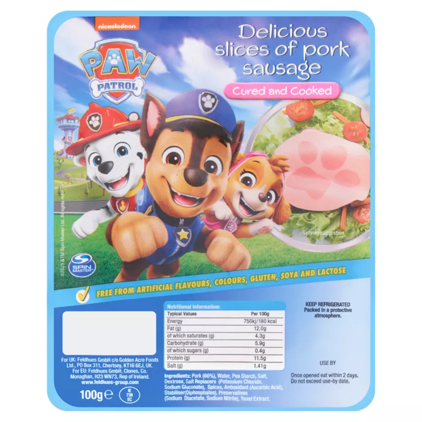 Nickelodeon Paw Patrol Pork Sausage Slices