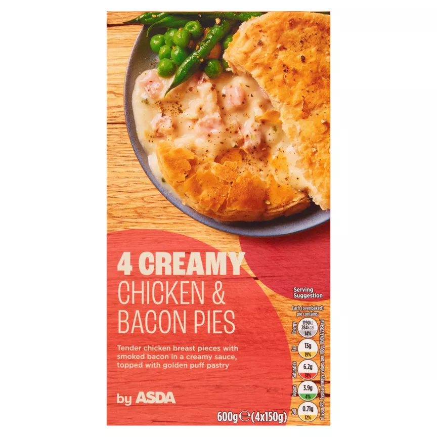 ASDA 4 Creamy Chicken & Bacon Pies
