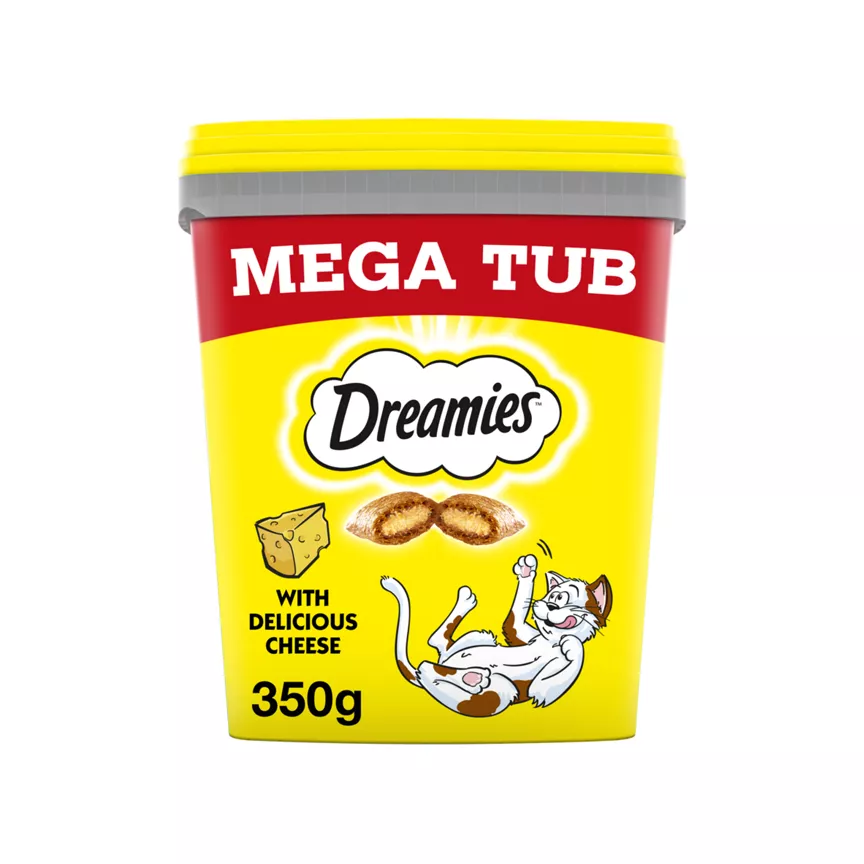 Dreamies Cat Treat Biscuits with Cheese Bulk Mega Tub 350g