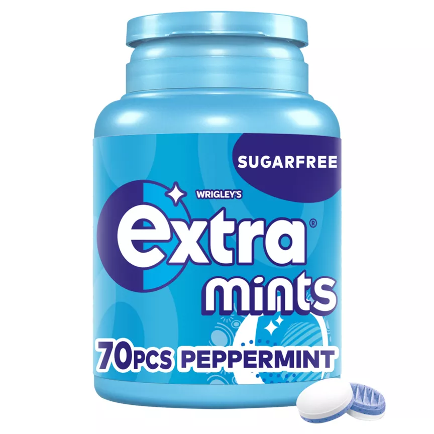 Wrigley's Extra Mints Peppermint Sugar Free Bottle 70 Pieces