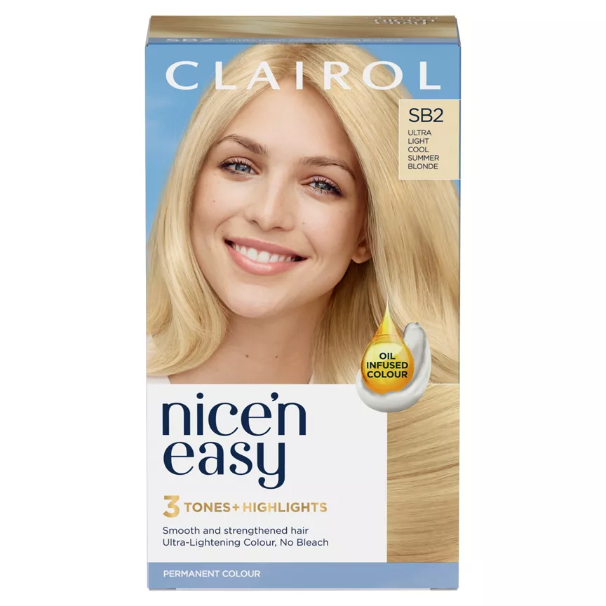 Clairol Nice’n Easy Permanent Hair Dye SB2 Ultra Light Cool Summer Blonde