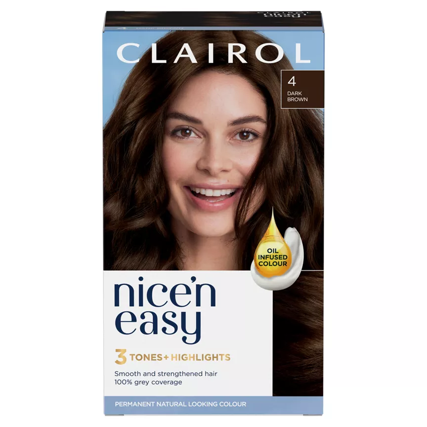 Clairol Nice’n Easy Permanent Hair Dye 4 Dark Brown