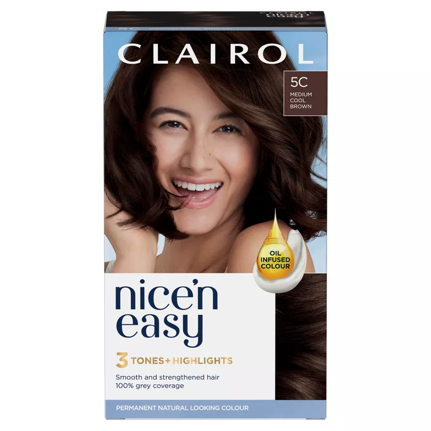 Clairol Nice’n Easy Permanent Hair Dye 5C Medium Cool Brown