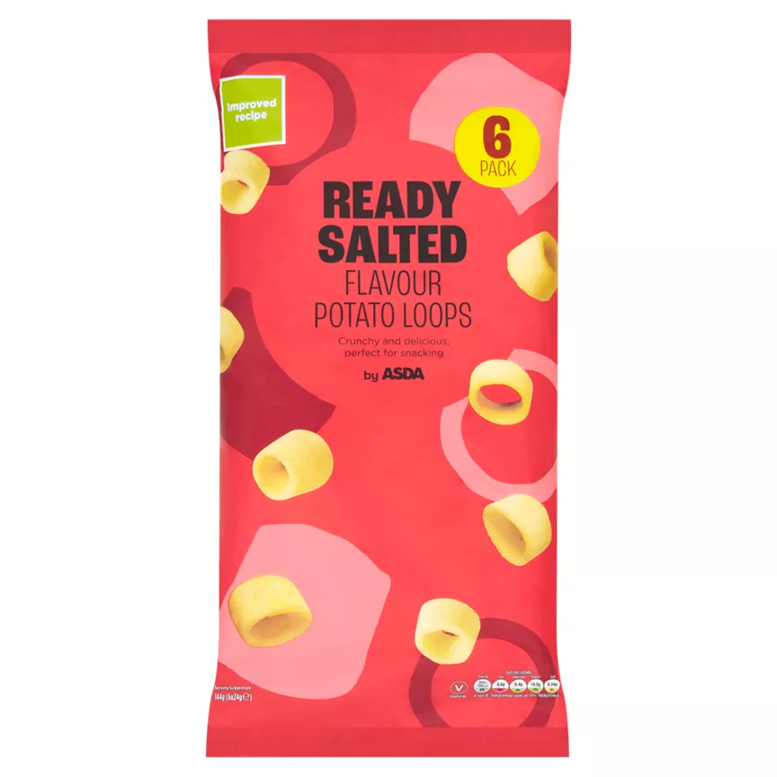 ASDA Ready Salted Flavour Potato Loops 6 x 24g (144g)
