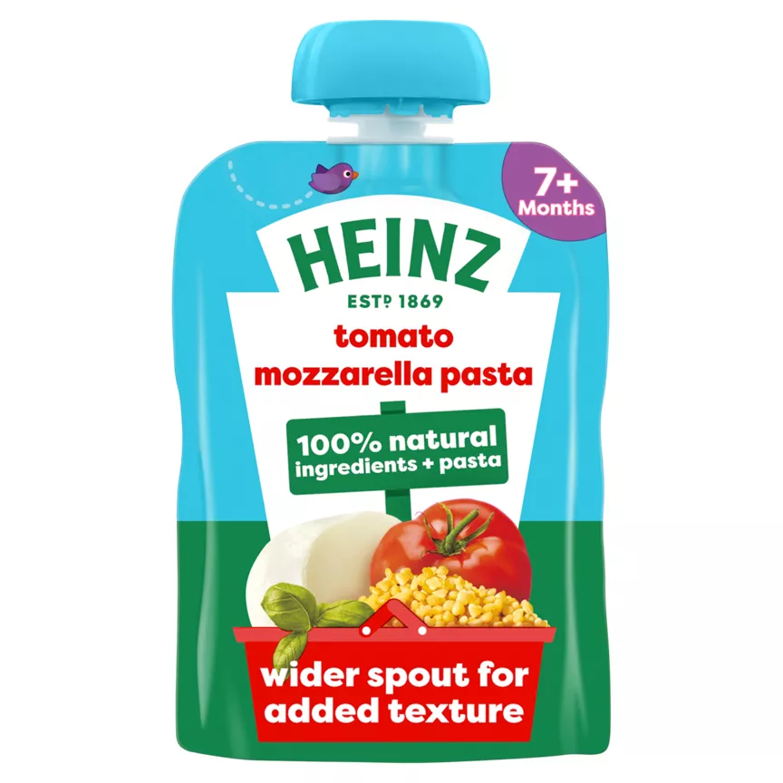 Heinz Tomato Mozzarella Pasta Shapes Baby Food Pouch 7+ Months - Image 1