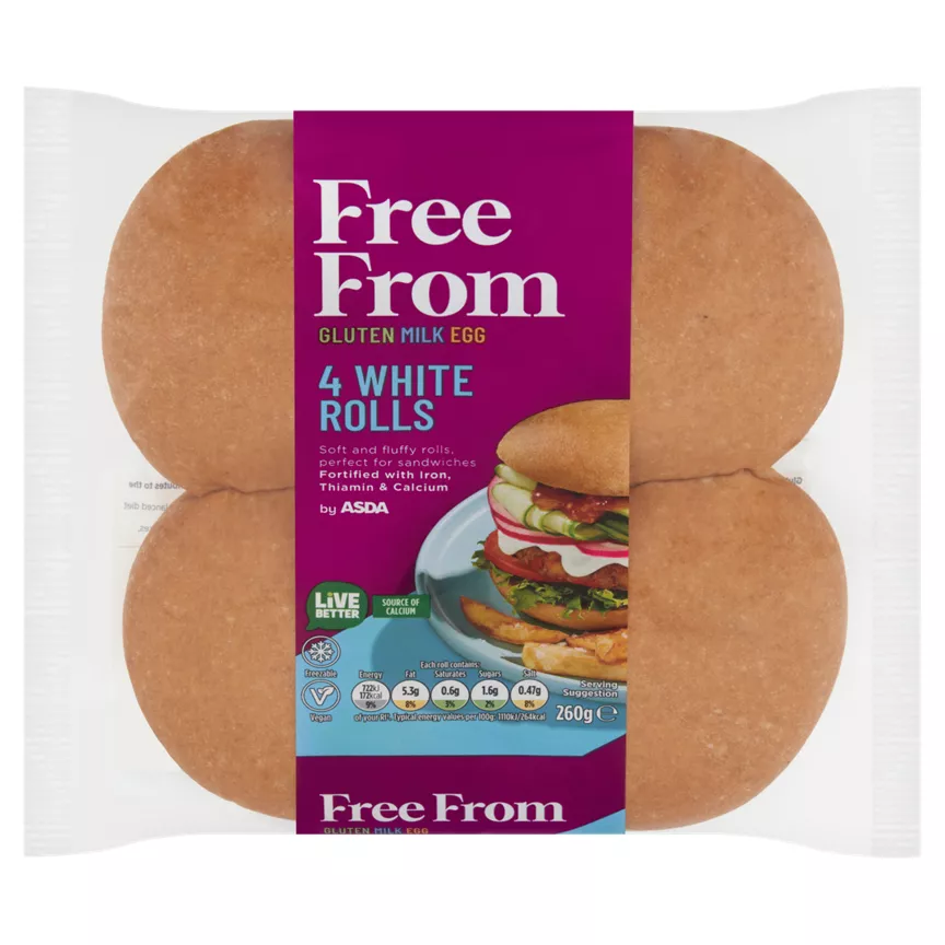 ASDA Free From 4 White Rolls