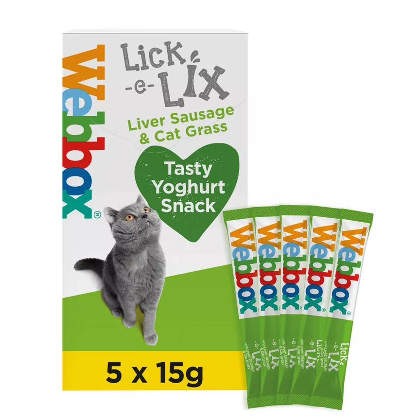 Webbox Lick-e-Lix with Liver Sausage & Cat Grass Yoghurty Cat Treats 5 Pack