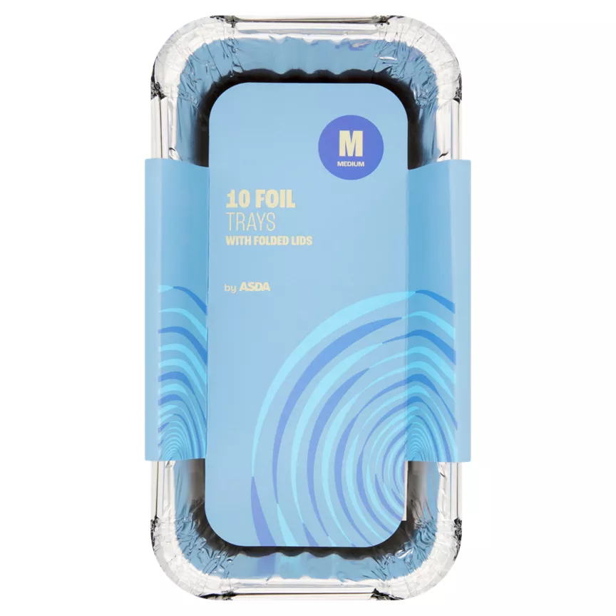 ASDA 10 Medium Foil Trays with Lids