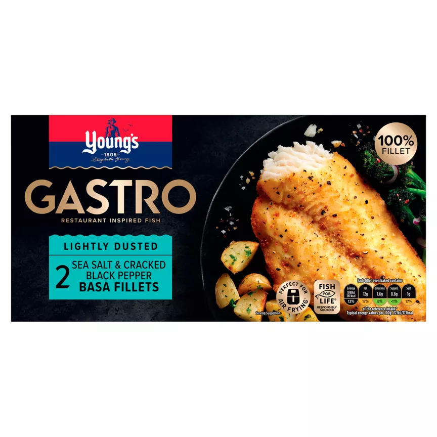 Young's Gastro 2 Lightly Dusted Sea Salt & Cracked Black Pepper Basa Fillets