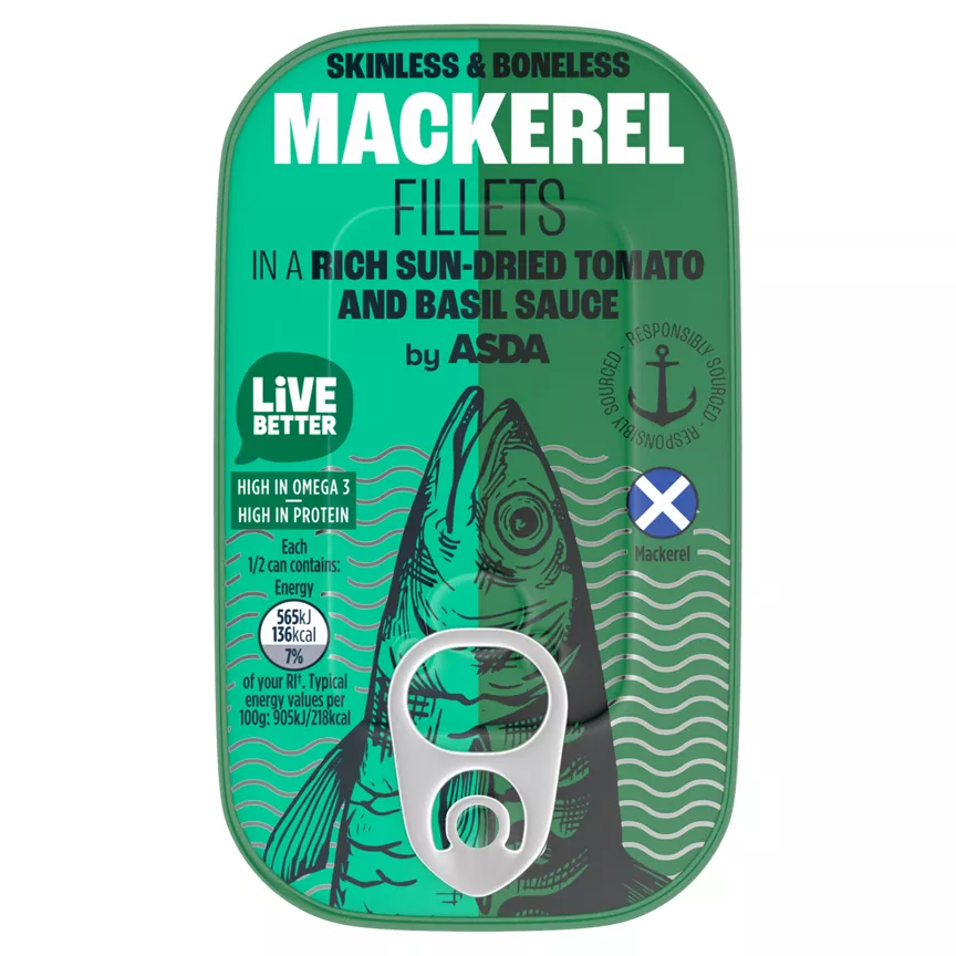 ASDA Mackerel Fillets in a Rich Sun-Dried Tomato and Basil Sauce 125g