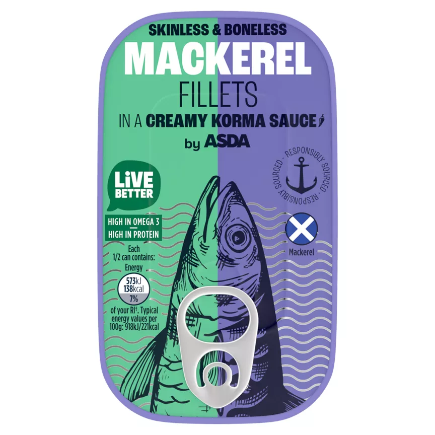 ASDA Mackerel Fillets in Korma Sauce 125g