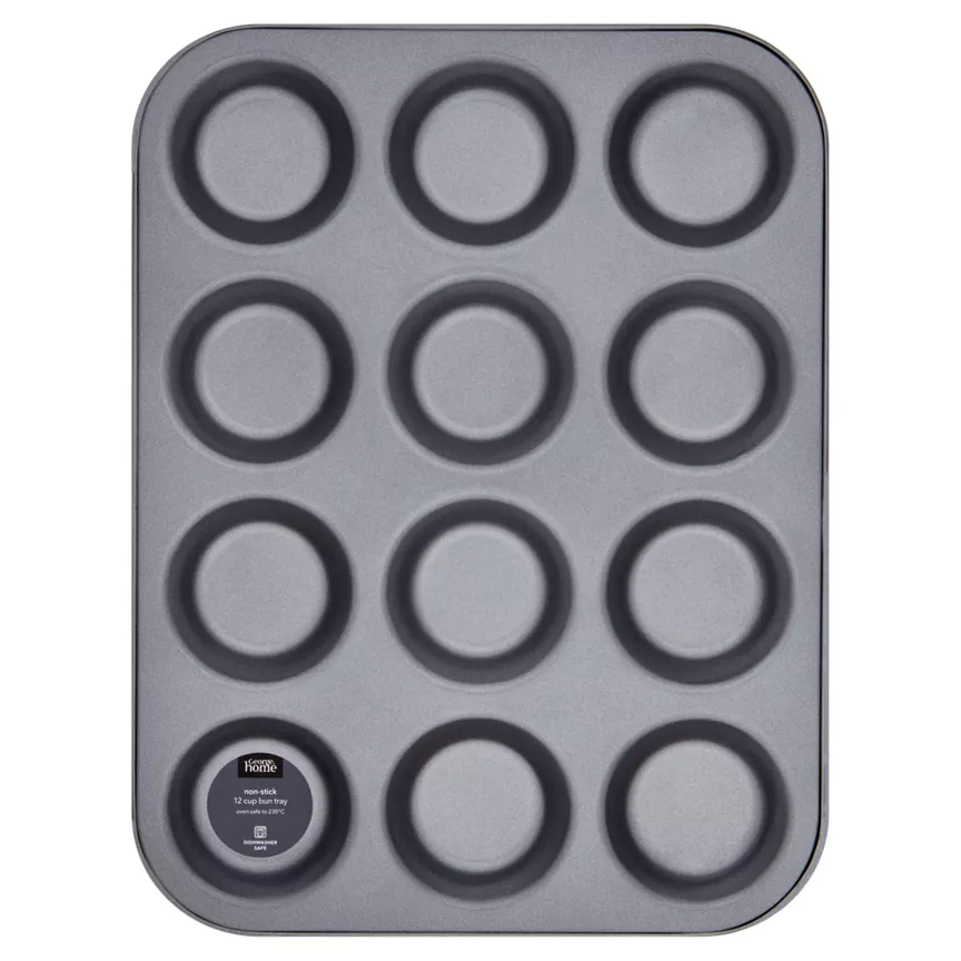 George Home Non-Stick Grey 12 Cup Bun Tray