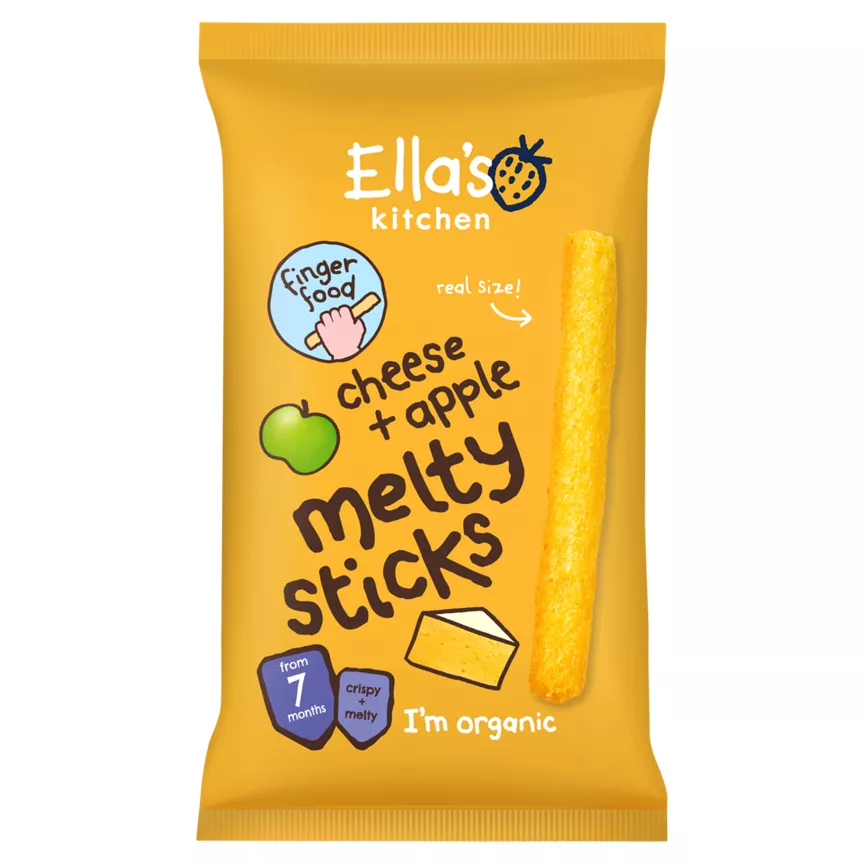 Ella's Kitchen Organic Cheese and Apple Melty Sticks Baby Snack 7+ Months