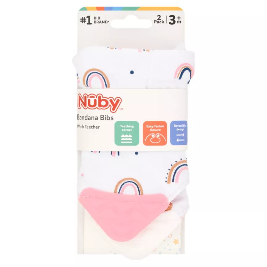 Nuby Bandana Teether Bibs 3m+ 2 Pack