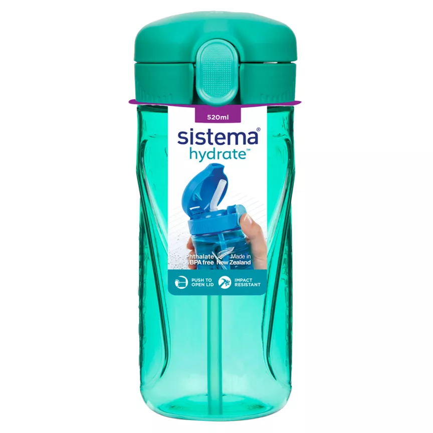 Sistema Hydrate 520ml Quick Flip Lid Bottle (Colours Vary)