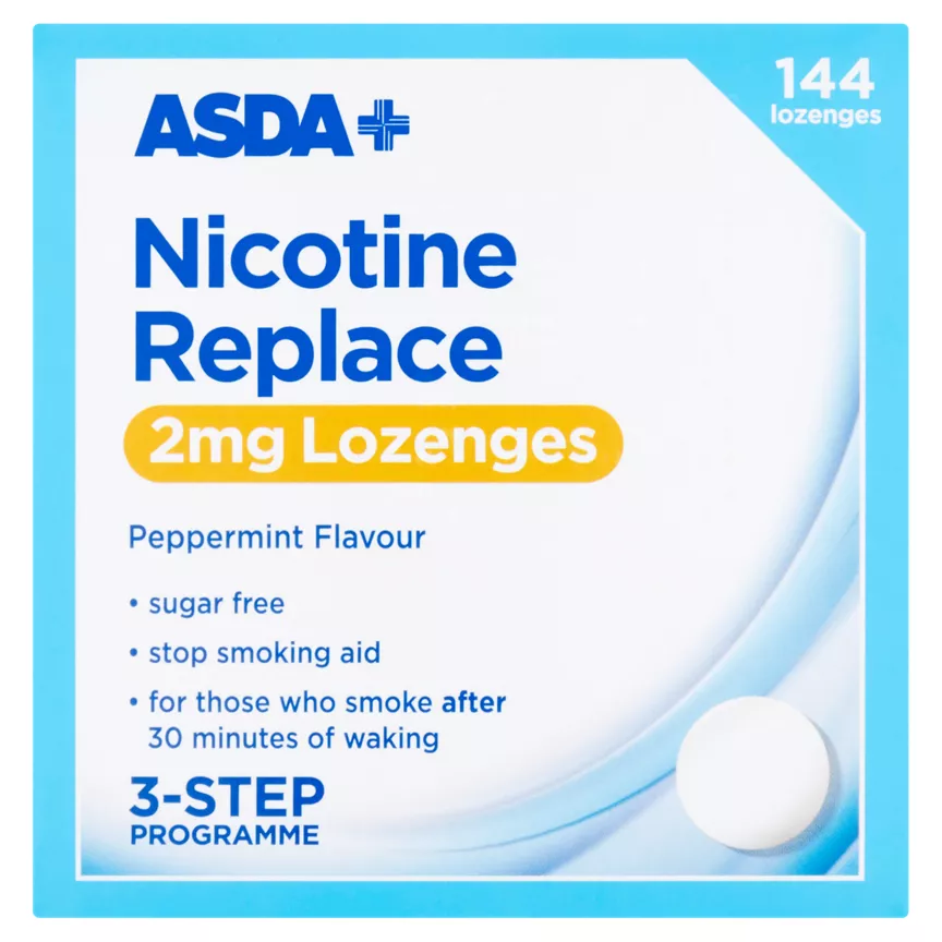 ASDA Nicotine Replace 2mg Lozenges Peppermint Flavour 144 Lozenges