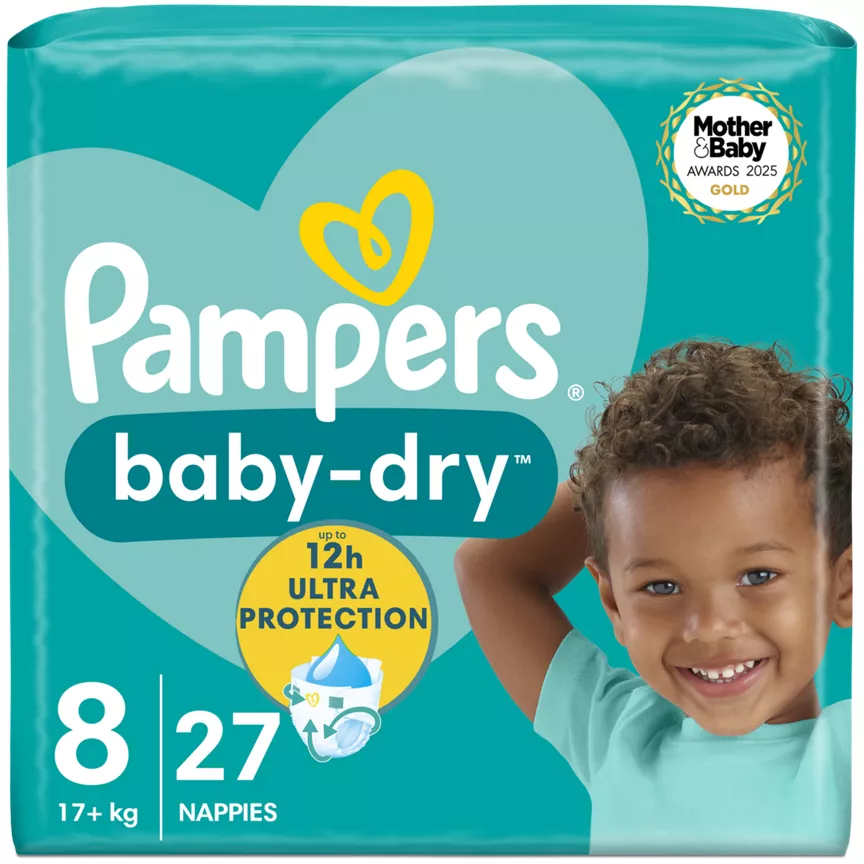 Pampers Baby-Dry Size 8, 27 Nappies, Essential Pack