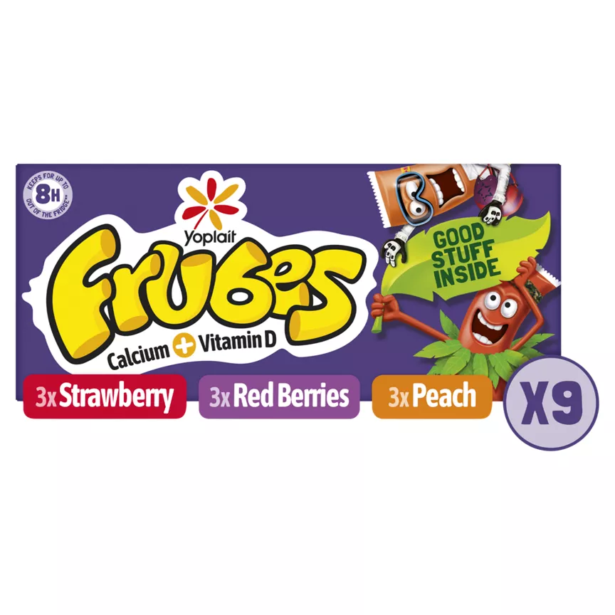 Frubes Strawberry, Red Berry and Peach Flavour Yogurt Tubes 9 x 37g (333g)