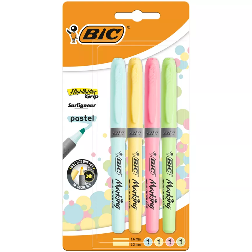 Bic Highlighter Grip Pens x4
