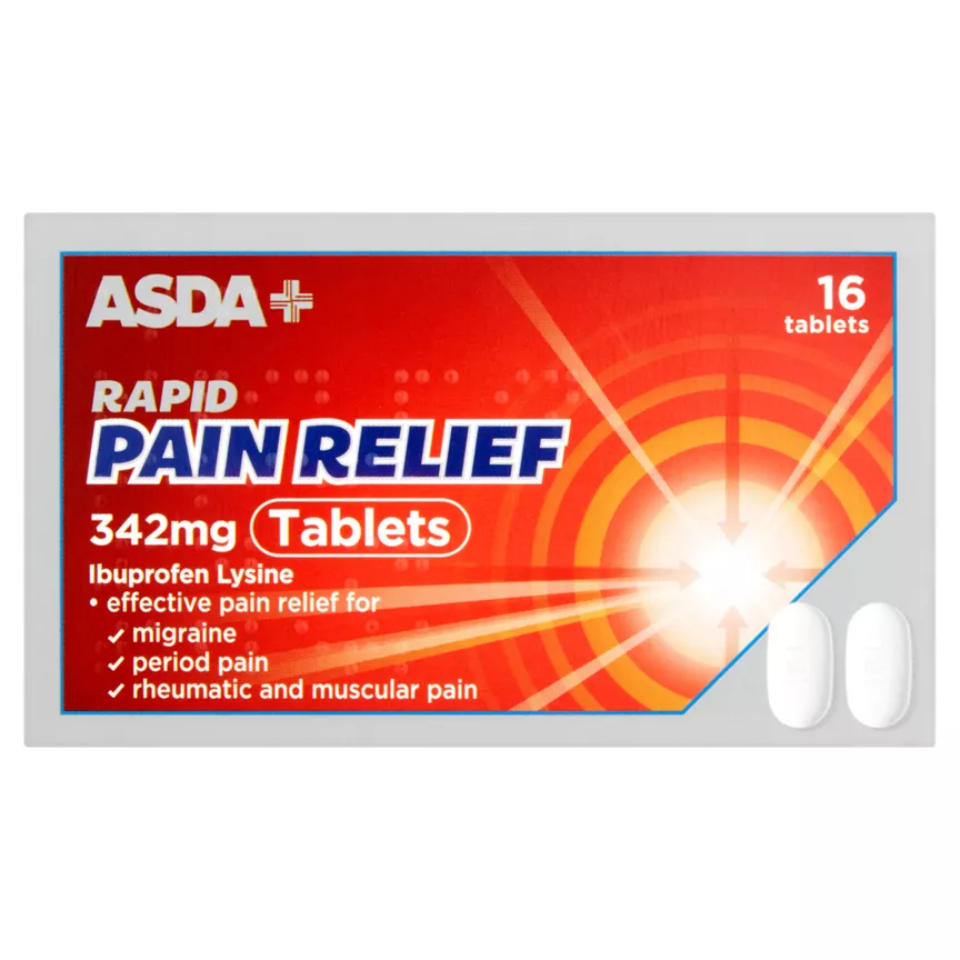 ASDA Rapid Pain Relief 342mg Ibuprofen Lysine 16 Tablets