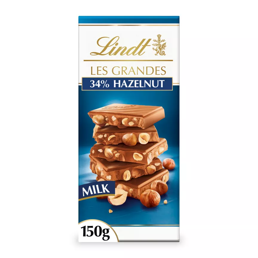 Lindt Les Grandes Milk Chocolate Hazelnut Bar 150g