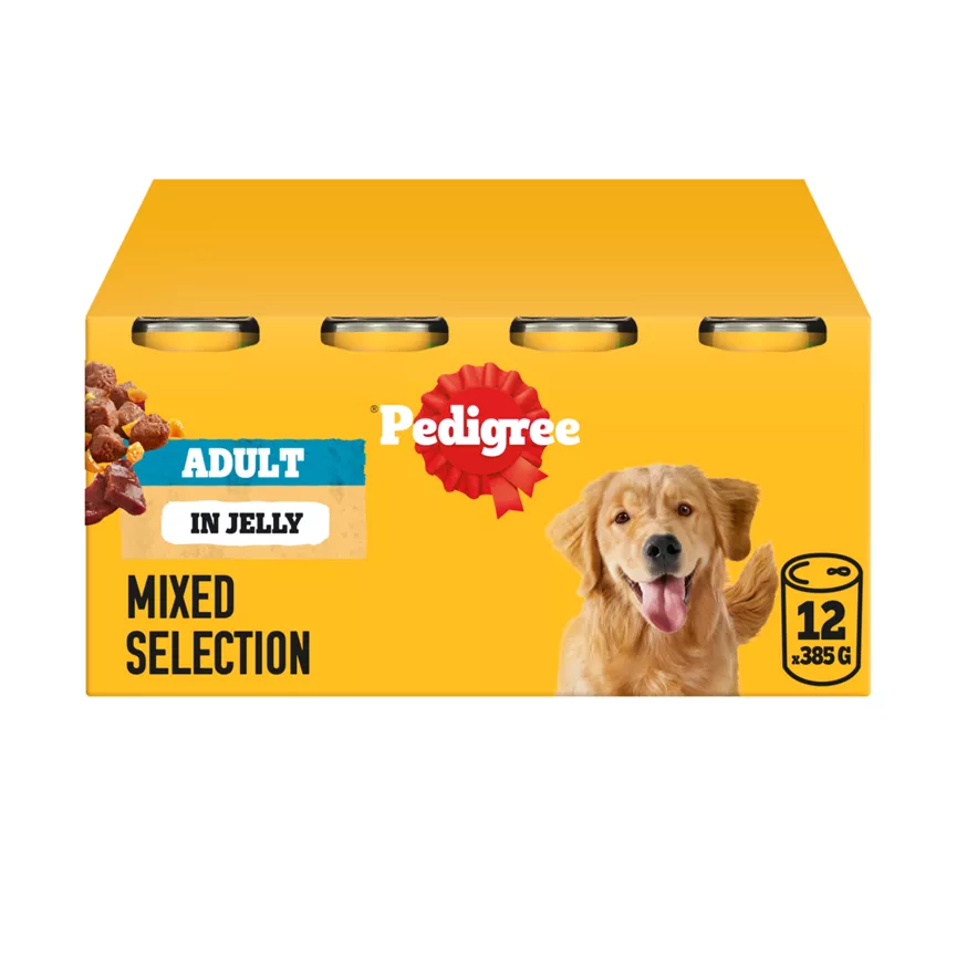 Pedigree Adult Wet Dog Food Tins Mixed in Jelly 12 x 385g