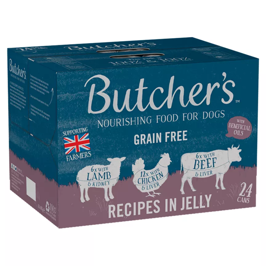 Butcher's Recipes in Jelly Wet Dog Food Tins 24 x 400g