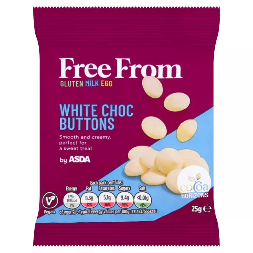 ASDA Free From White Choc Buttons 25g