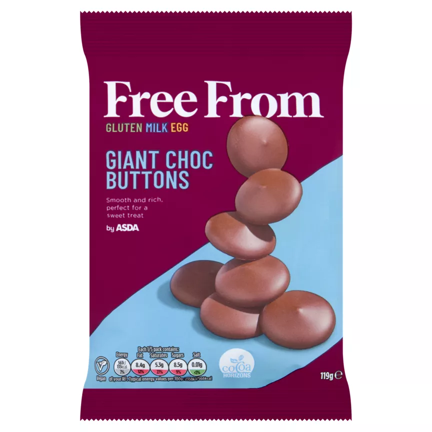 ASDA Free From Giant Choc Buttons 119g