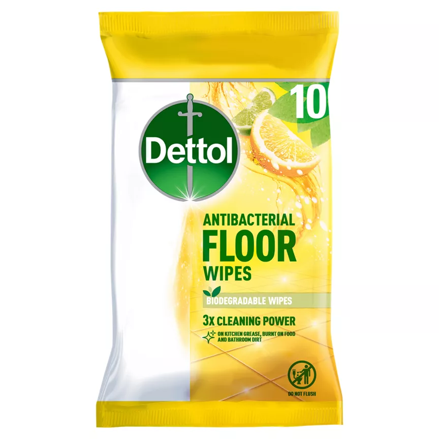 Dettol Floor Wipes Citrus, 10 Large Wipes