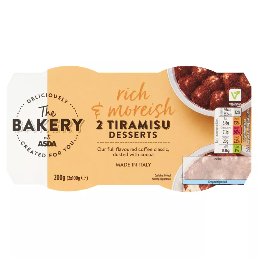 The BAKERY at ASDA Tiramisu Desserts 2 x 100g (200g)