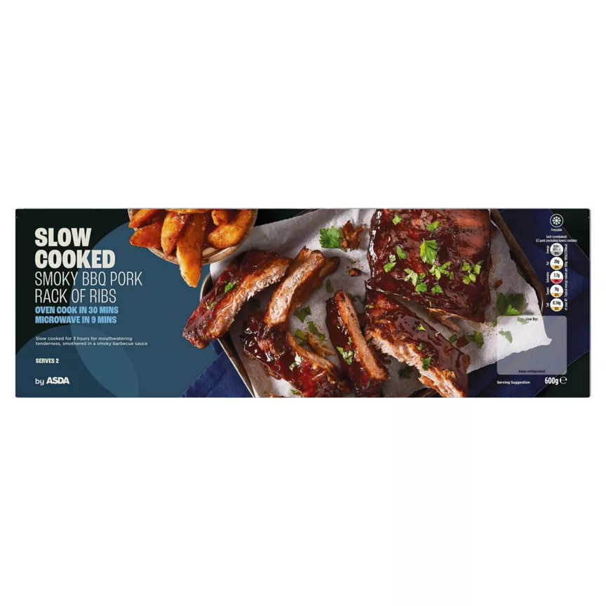 ASDA Slow Cooked Smoky BBQ Pork Rack of Ribs 600g