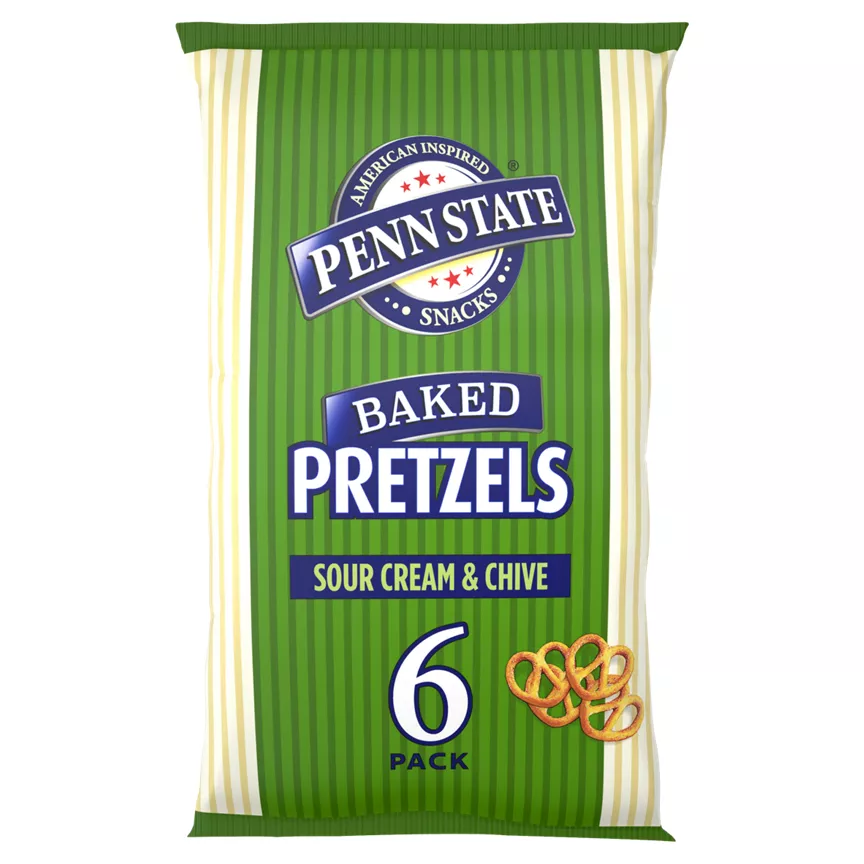 Penn State Baked Pretzels Sour Cream & Chive Flavour 6 x 22g