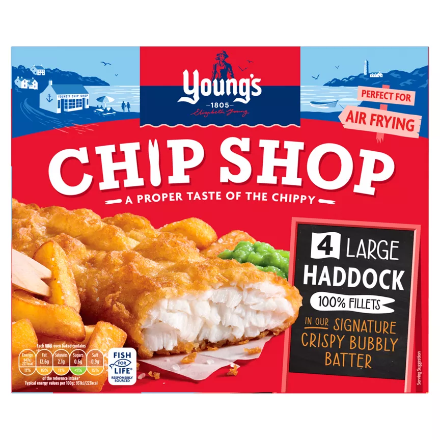Young's Chip Shop 4 Large Haddock Fillets 440g