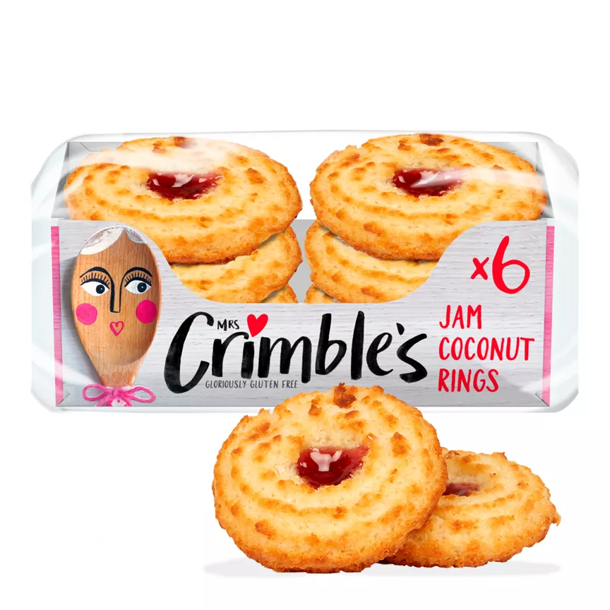 Mrs Crimble's 6 Big Jam Coconut Rings 240g - Image 1