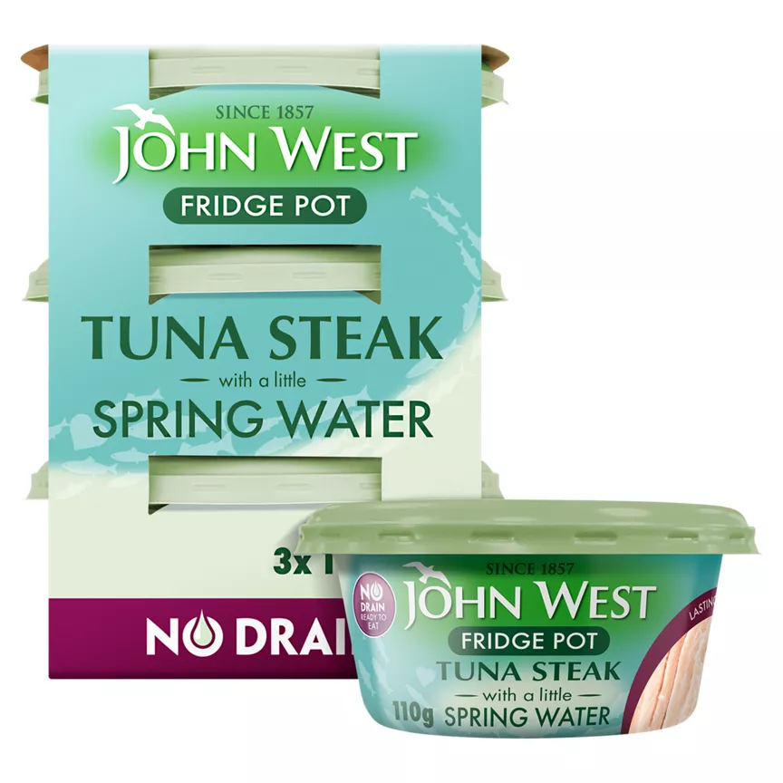 John West No Drain Fridge Pot Tuna Steak with a Little Spring Water 3 x 110g