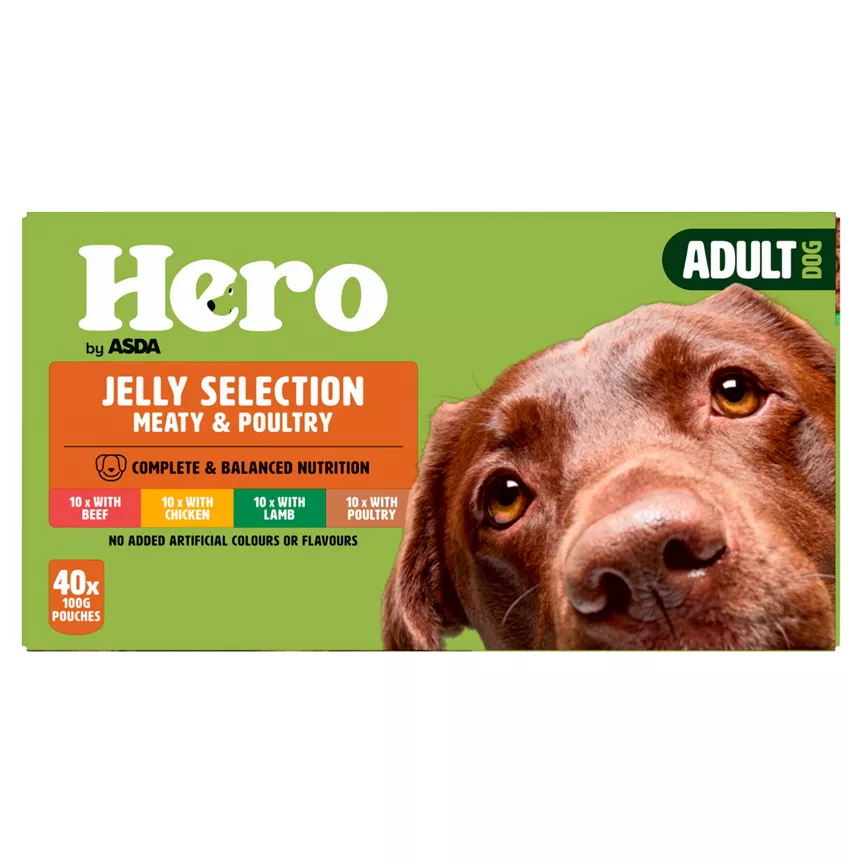 Hero by ASDA Adult Dog Jelly Selection Meaty & Poultry 40 x 100g (4.0kg)