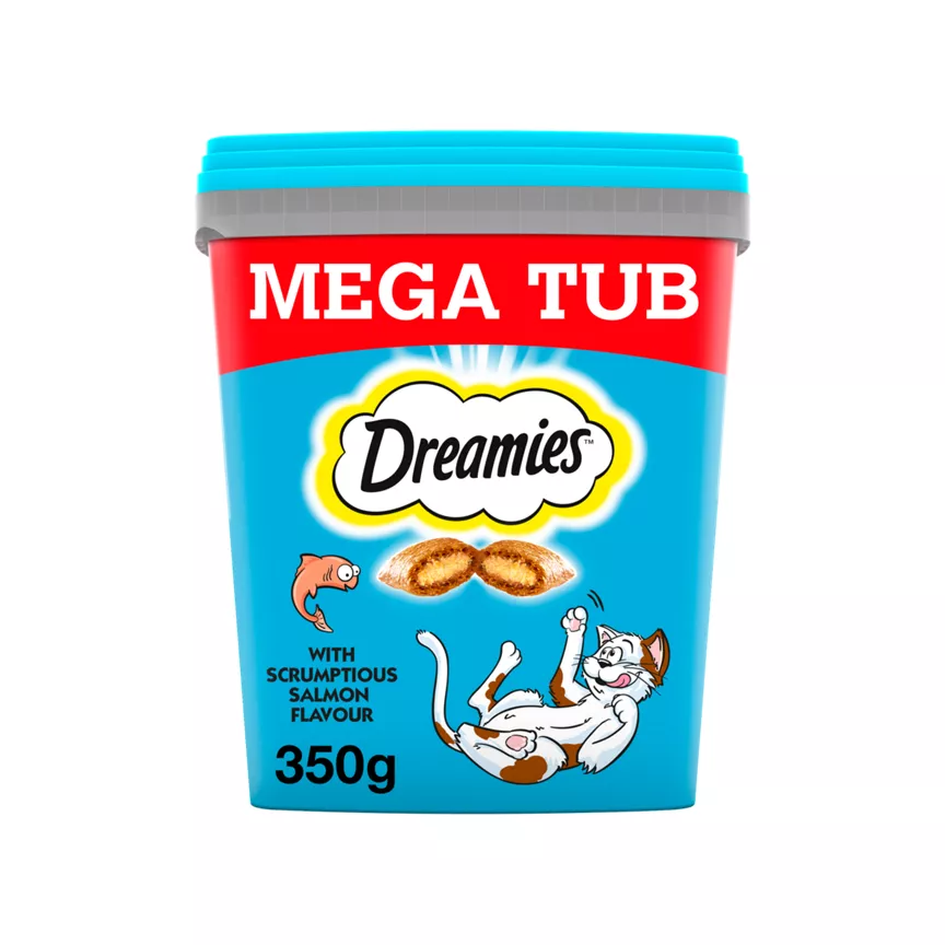 Dreamies Cat Treat Biscuits with Salmon Flavour Bulk Mega Tub 350g