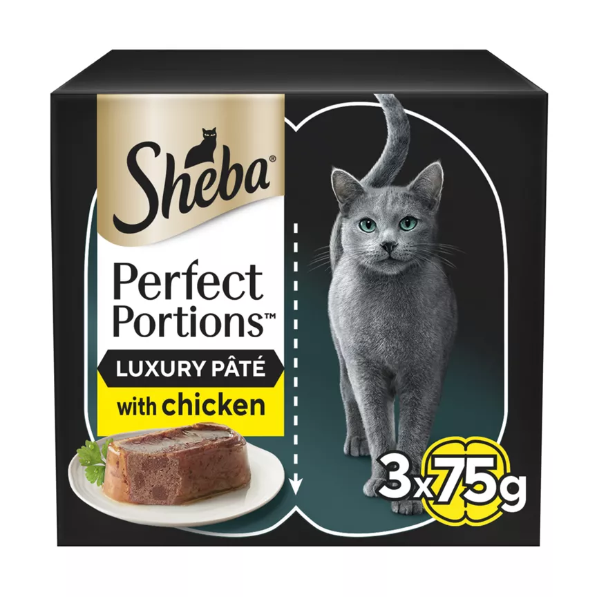 Sheba Perfect Portions Adult Wet Cat Food Trays Chicken in Pate
