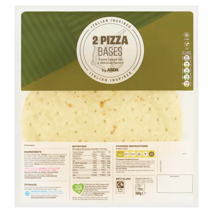 ASDA 2 Pizza Bases 300g