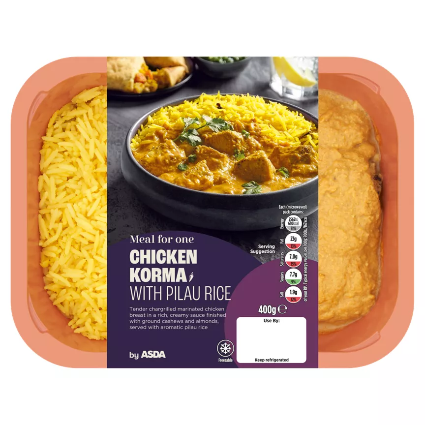 ASDA Meal For One Chicken Korma with Pilau Rice Meal 400g