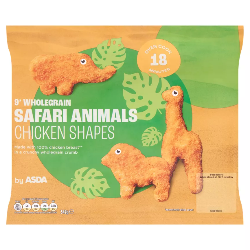 ASDA 9 Wholegrain Safari Animal Chicken Shapes