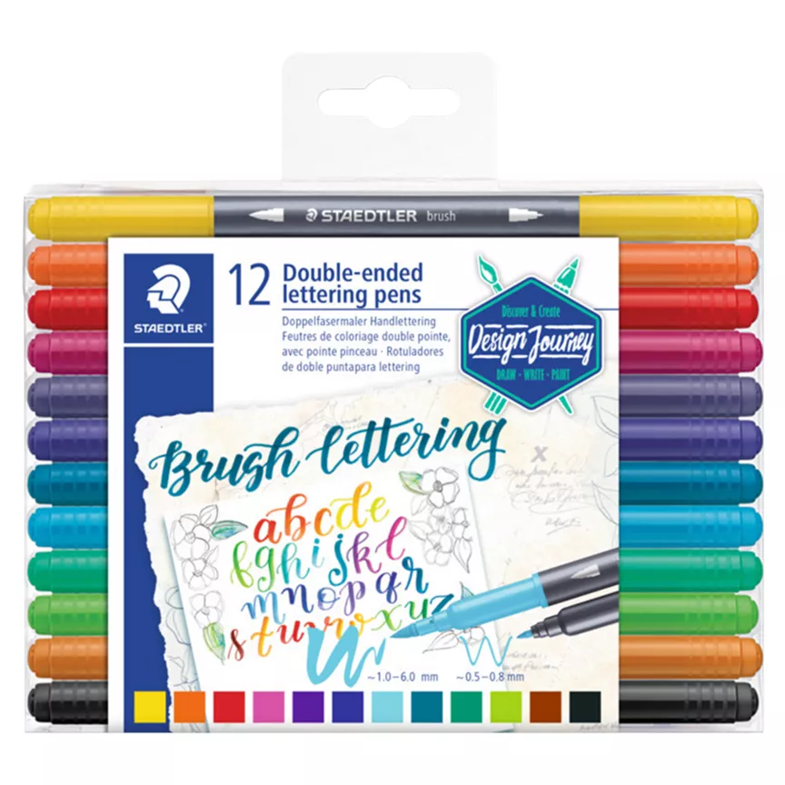 Staedtler Dual Ended Brush Lettering Pens 12pk