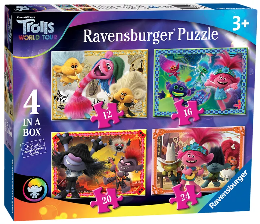 Ravensburger Trolls 2 World Tour, 4 in a Box (12, 16, 20, 24 piece) Jigsaw Puzzles