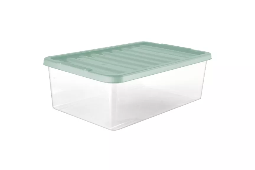 George Home XL 32L Plastic Underbed Storage Box with Green Lid