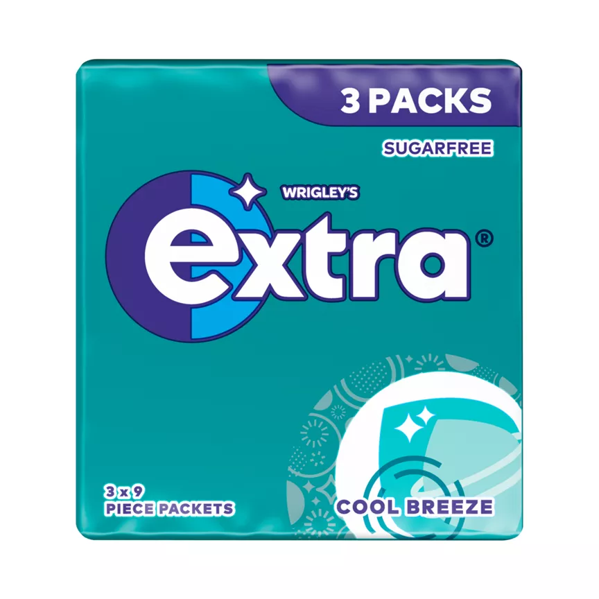 Wrigley's Extra Cool Breeze Sugar Free Chewing Gum Sugar Free 3 x 9 Pieces