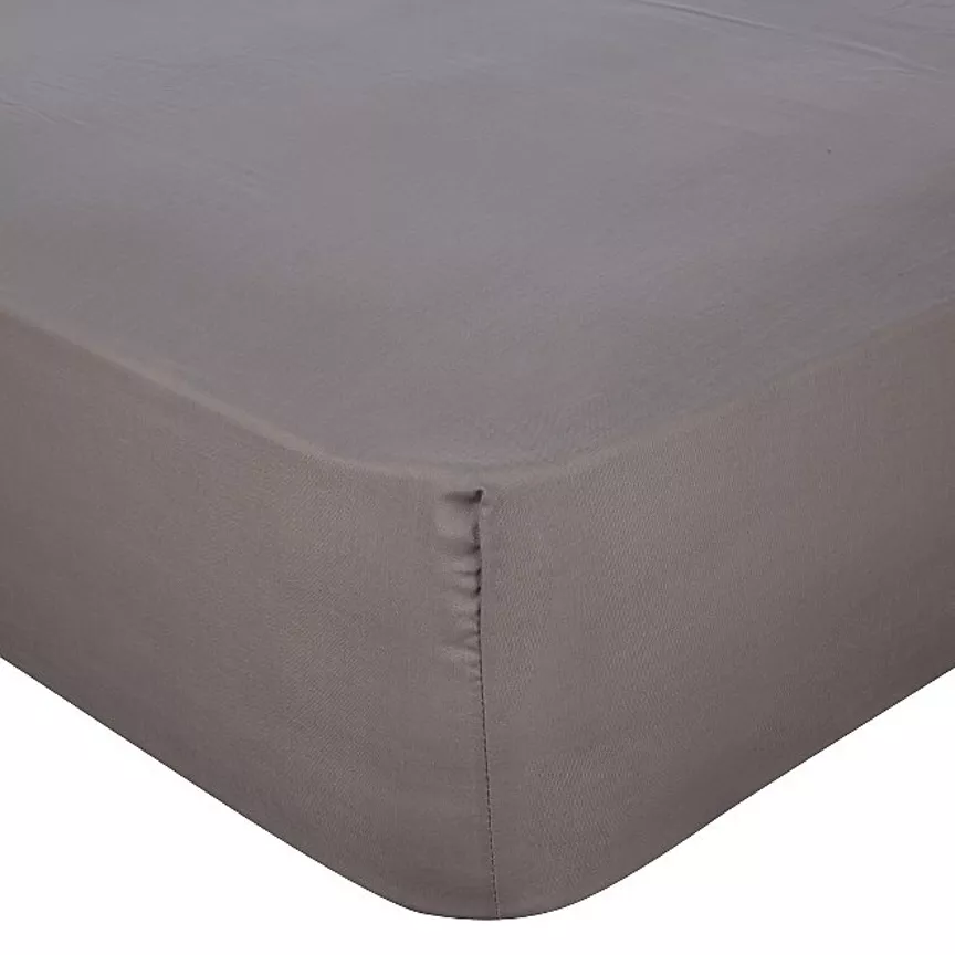 George Home Grey Percale 100% Cotton Fitted Sheet - Single